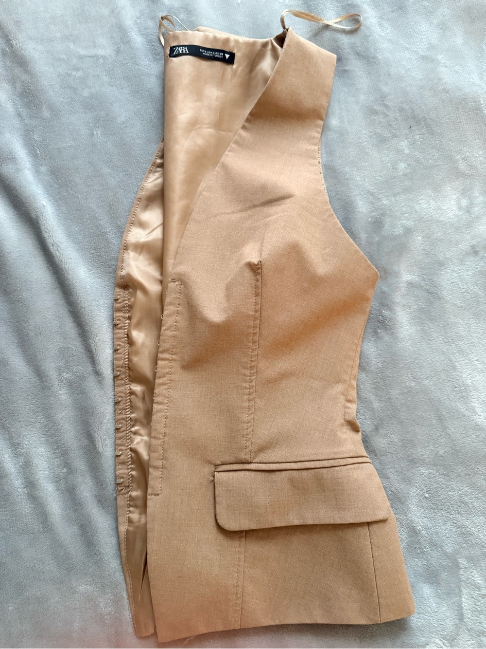 Zara Camel Tailored Waistcoat Vest - Tan Sleeveless Women's Vest - Picture 4 of 4